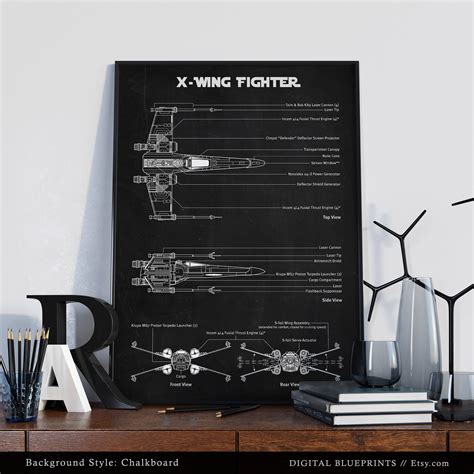 X-Wing Fighter Schematic Diagram Digital Download Blueprint | Etsy