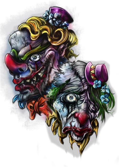 Clown - Tattoo Design by HisakiChan | Clown tattoo, Evil clown tattoos ...