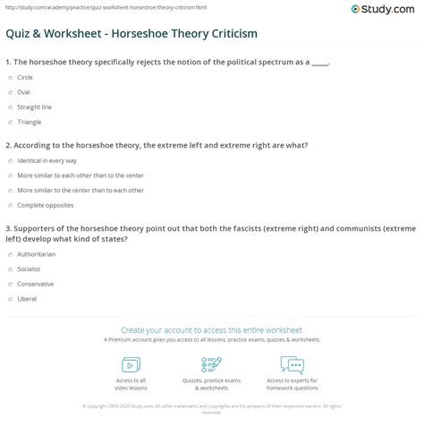 Quiz & Worksheet - Horseshoe Theory Criticism | Study.com