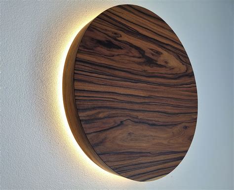 Wood Wall Lamp - Modern Light Fixture Nordic Decor Minimalist LED Light Geometric Circle Sconce ...