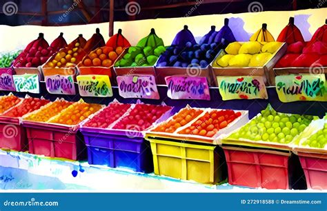 Market Stall at Street Food Stock Illustration - Illustration of bazaar ...