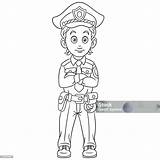 Coloring Page Of Cartoon Policeman Officer Stock Illustration  sketch template