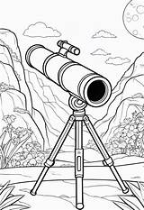 “Telescope Coloring Fun” – Color My Pages sketch template