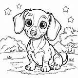 Dachshund Coloring Page Detailed Line Art Of Adorable  sketch template