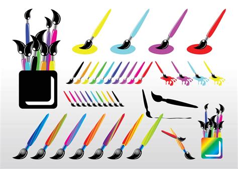 Paint Brush Set Vector Art & Graphics | freevector.com