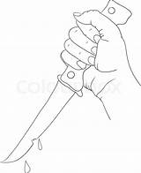 Hand Holding Bloody Knife Sketch Coloring Page sketch template