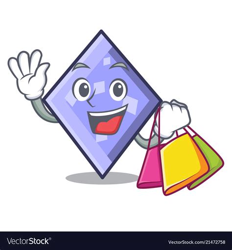 Shopping rhombus character cartoon style Vector Image