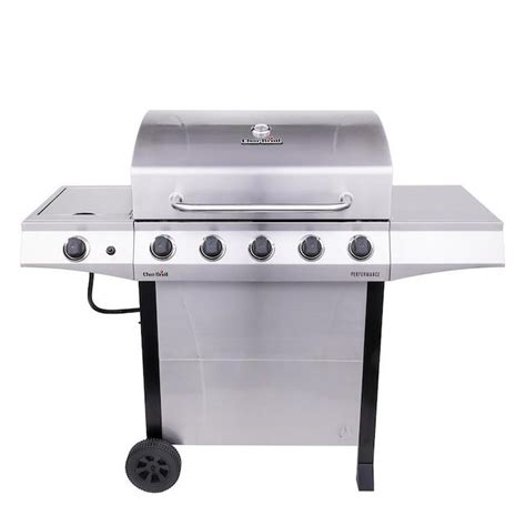 Char-broil + Performance Silver 5-Burner Liquid Propane Gas Grill with 1 Side Burner