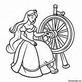 Sleeping Beauty And The Spinning Wheel Coloring Page  Pagescom sketch template