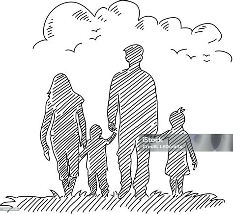 Happy Family Drawing Stock Illustration - Download Image Now - Family, Illustration, Sketch - iStock