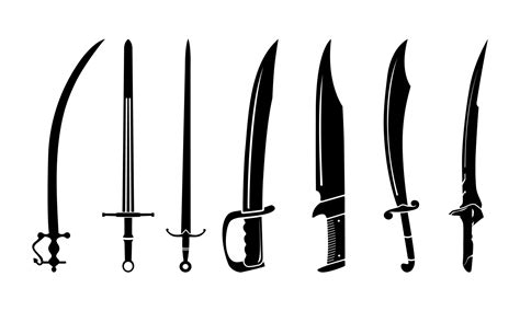 Vintage Machete Blade Sword Silhouette Vector Design Inspiration ...