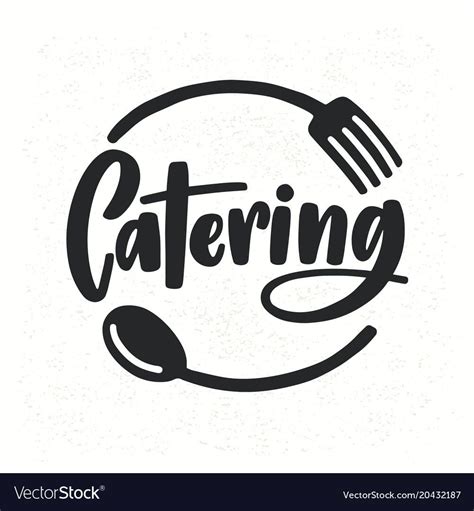 Catering company logotype with lettering written with calligraphic cursive font decorated with ...