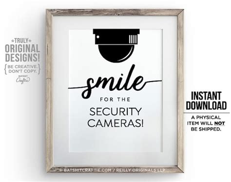 Cute Funny Smile for Security Camera Printable Sign Instant | Etsy