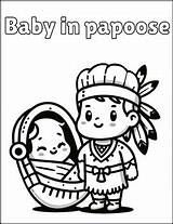 Baby In Papoose  Southwest Native American Coloring Pages & Clip Art ⭐ sketch template