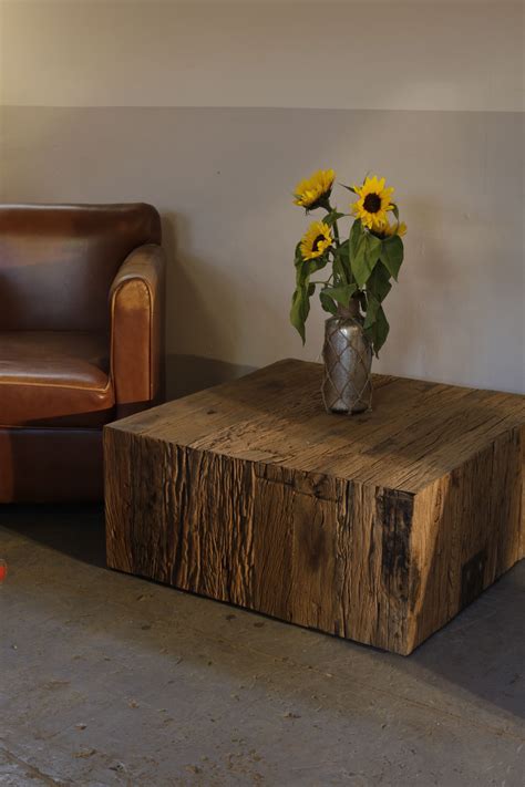 Wood Block Coffee Table with Wheels. – Mosa Studio