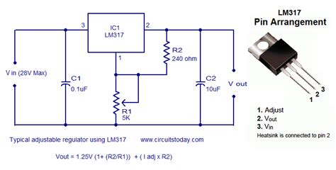 10 Volt Regulator Lm317t Circuit Diagram