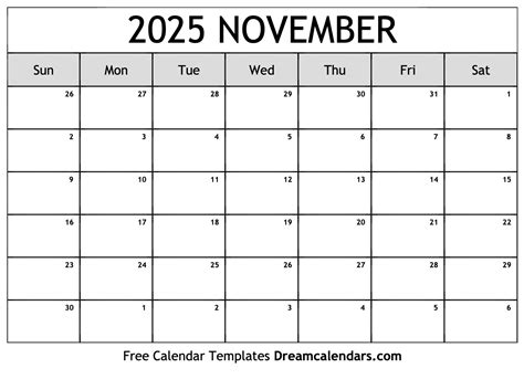 Calendar November 2025 Free Printable - issi lyndell