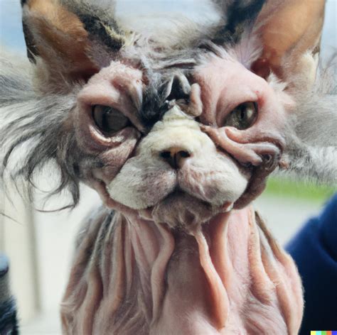 “Realistic photo of the world’s ugliest cat, detailed” : r/dalle2