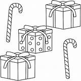 Christmas Present Coloring Page  Boxes With Bows And Candy Canes sketch template