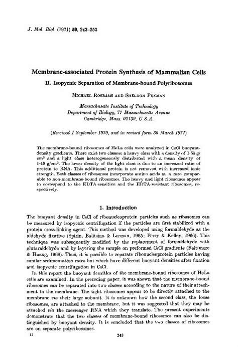 (PDF) Membrane-associated protein synthesis of mammalian cells - DOKUMEN.TIPS