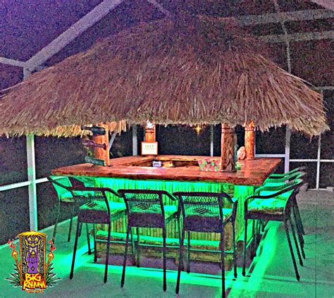 Tiki Hut Bar on Lanai with LED lighting | Outdoor tiki bar, Tiki bars backyard, Tiki hut