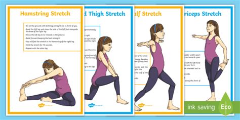 Cool-Down Stretches for Legs Posters - Teaching Resources