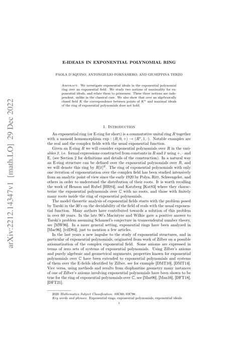 (PDF) E-ideals in exponential polynomial ring