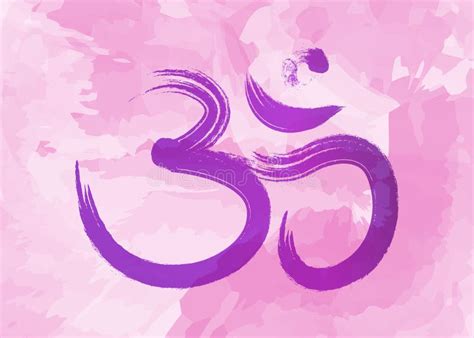 Om, Aum Colorful Symbol, Purple Watercolor Style. Om Ink Icon Chinese Calligraphy. Samsara Logo ...