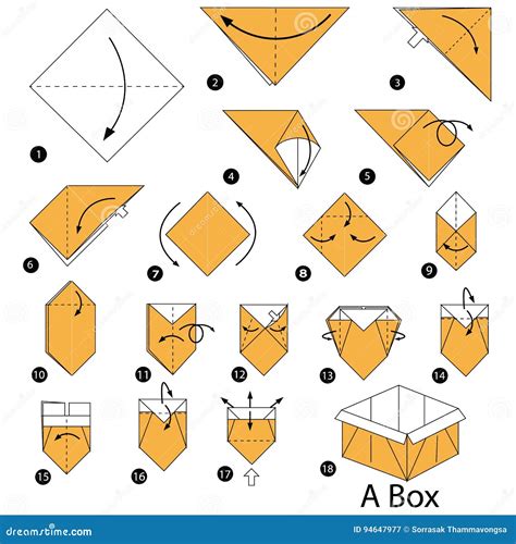 Step by Step Instructions How To Make Origami a Box Stock Vector - Illustration of triangle ...