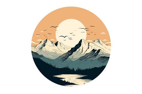 Mountain Sunset Clipart Graphic by Illustrately · Creative Fabrica