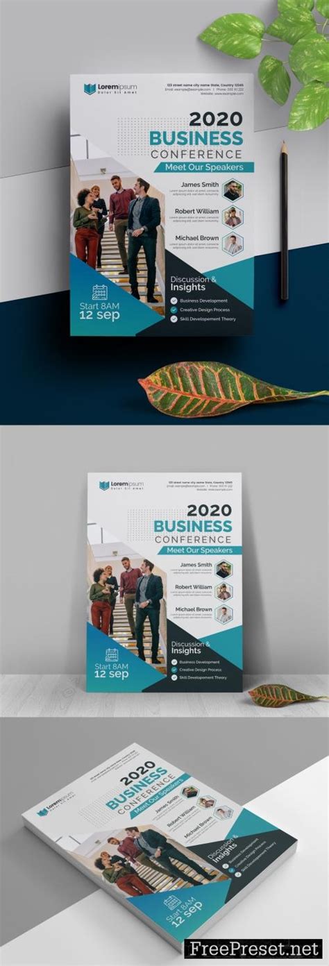 Adobe Stock - Annual Conference Event Flyer Layout with Teal Accents ...