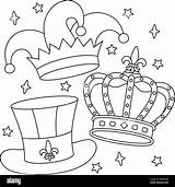 Mardi Gras King Crown And Jester Hat Coloring Page Stock Vector Image  sketch template