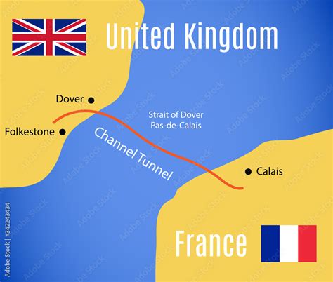 Schematic map of the Eurotunnel (Channel Tunnel). vector de Stock ...