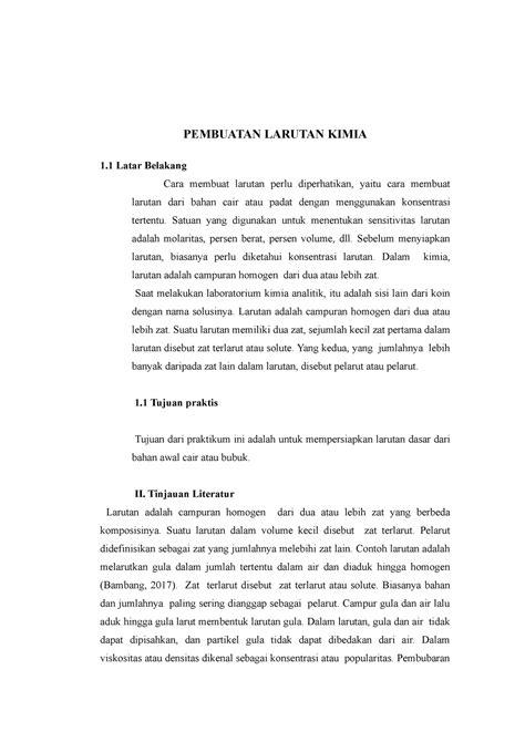 1.2. Pembuatan Larutan Kimia - PEMBUATAN LARUTAN KIMIA 1 Latar Belakang Cara membuat larutan ...