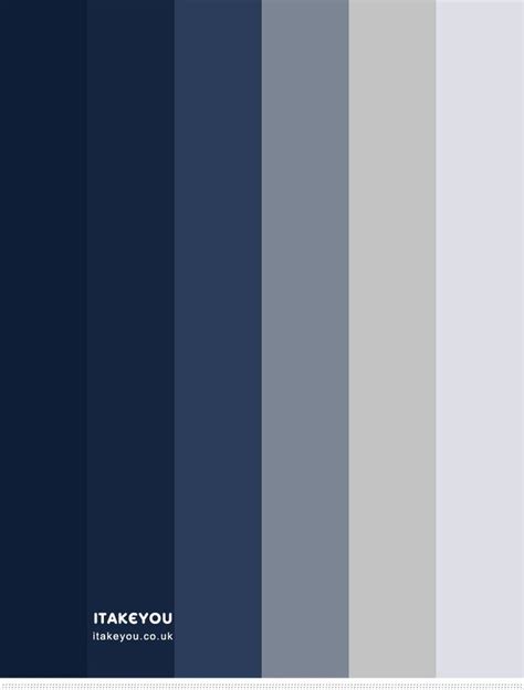 Navy Blue and Grey Bedroom Colour Scheme | Grey color pallets, Grey ...