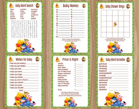 FLASH SALE All 6 Games Winnie the Pooh Baby Shower Games | Etsy