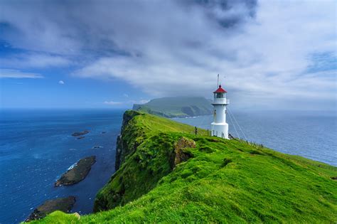 Picture Denmark Holmur Lighthouse, Mykines, Faroe Islands Crag Ocean