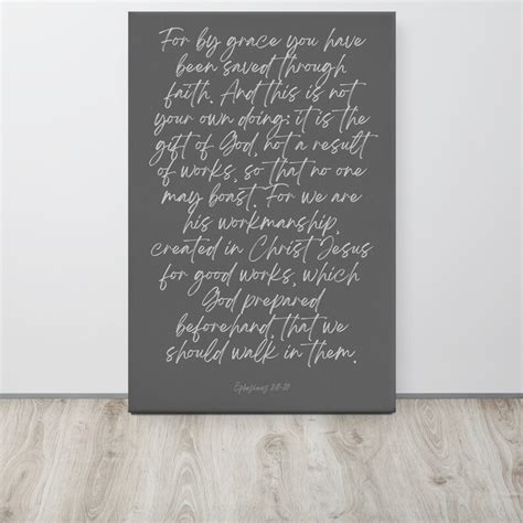 Ephesians 2:8-9 Inspirational Wall Art Home Decor Bible Verse grey - Etsy