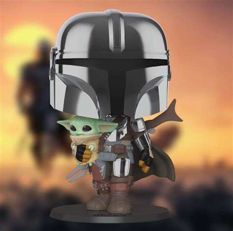 Buy POP Vinyl Figures - Star Wars: Mandalorian Super Sized Pop Vinyl Figure - Chrome Mandalorian ...