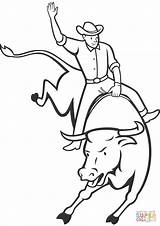 Printable Pages Bull Riding Coloring sketch template