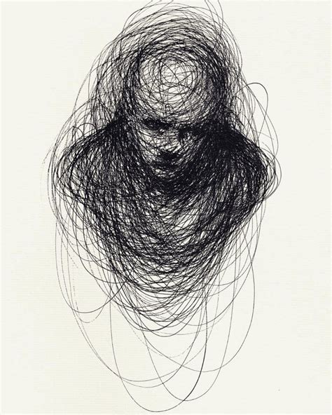 Scribbled Portraits of Brooding Figures by Adam Riches — Colossal | Dark art drawings, Scribble ...