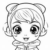 Schattig Klein Meisje Kleurplaat Overzicht Schets Tekening Vector  sketch template