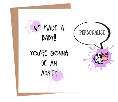 Funny pregnancy announcement cards | prenancy reveal aunt | Personalised