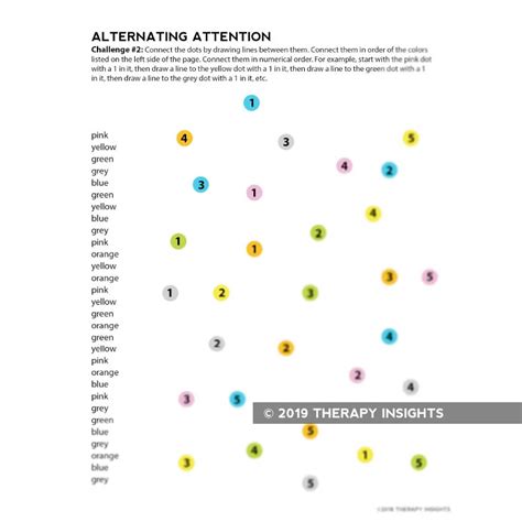 Visual Alternating Attention Tasks: Colors and Objects – Adult and pediatric printable resources ...