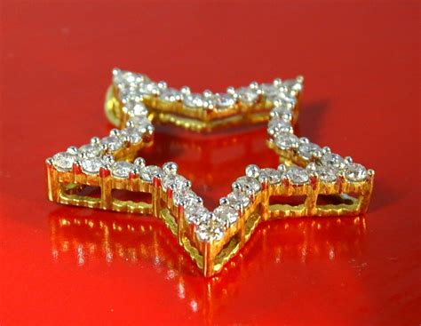 Diamond Star Pendant, 14k Yellow Gold 1.40 Ct, Large Star | eBay