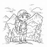 Outline Sketch Boy Hiking Coloring Page Drawing Vector PNG Images  sketch template