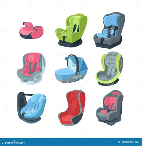 Set of Child Car Seats, from Newborns To Adolescents. Stock Vector ...