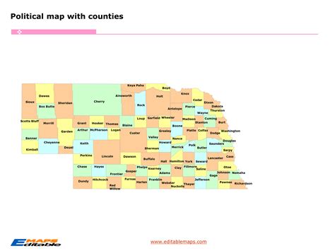 Nebraska county map - Editable PowerPoint Maps