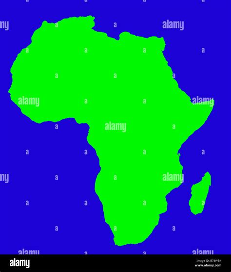 Outline map of Africa continent in green isolated on blue background Stock Photo - Alamy