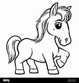 Vector Illustration Of A Cartoon Horse  Coloring Book For Kids Stock sketch template